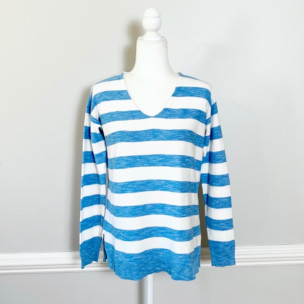 Vineyard Vines Cotton Striped V-Neck Sweater Sz S